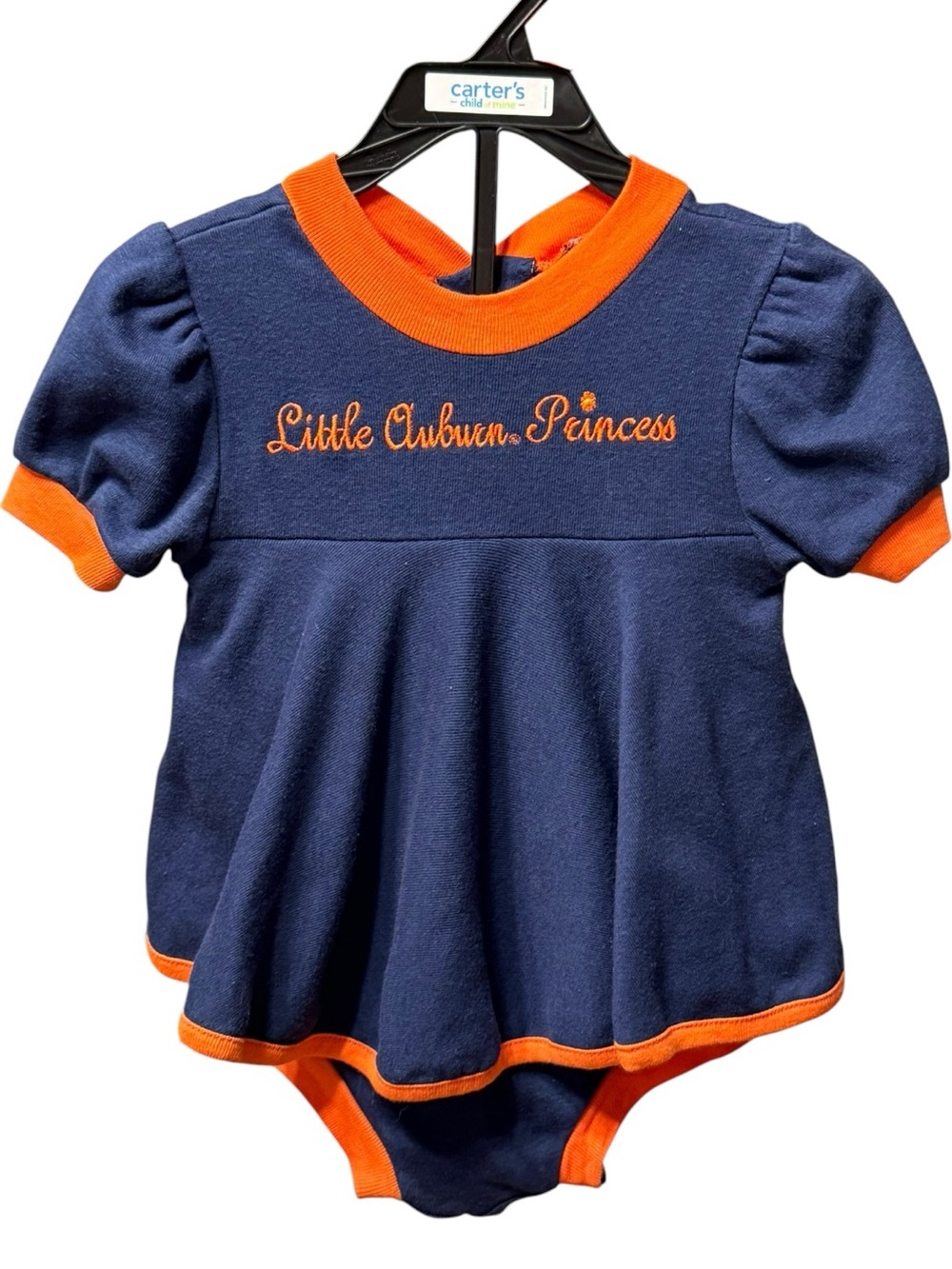 Vintage Little King Auburn Princess Bubble Romper Dress 6M Navy Orange
